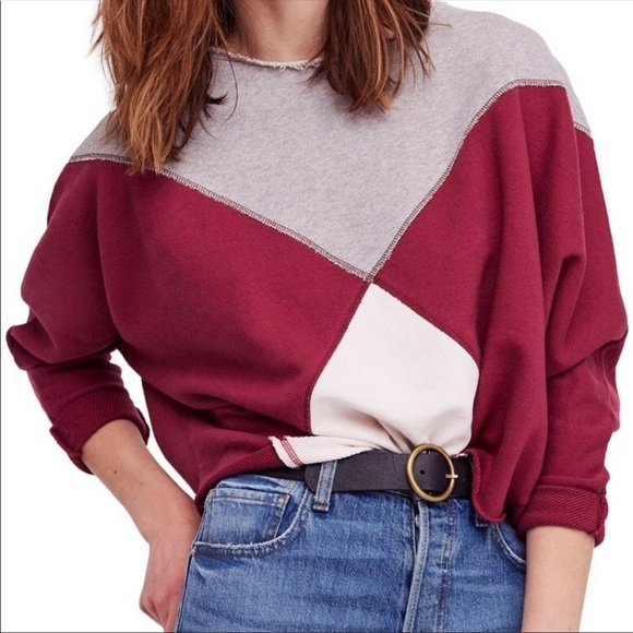 Free People Tops - Free People Montauk Colorblock Oversized Pullover Size S